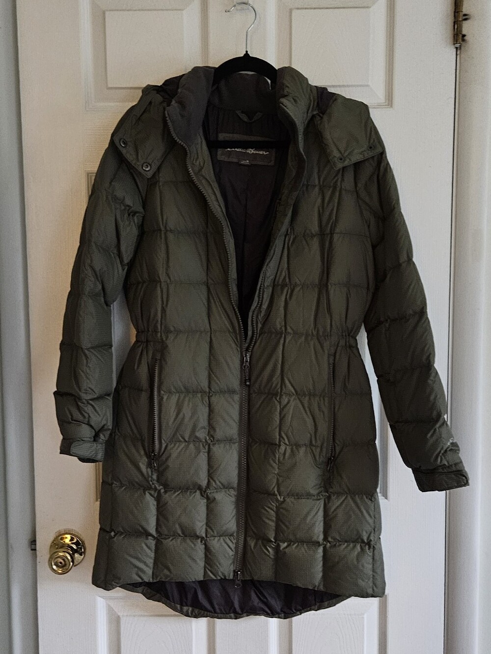 Eddie Bauer Altamira Down Parka Sprig Green Quilted Hooded Long Puffer Coat Med